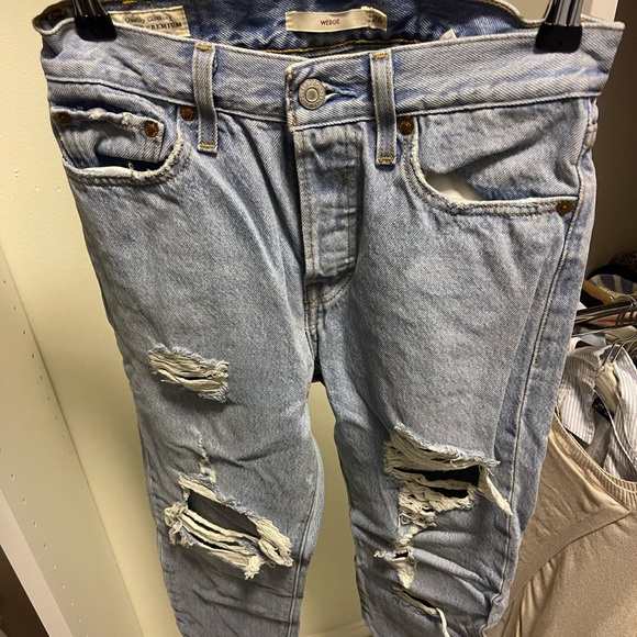 Levi's Jeans | Wedge Levi Ripped Jeans, Wrinkled Because They Were Folded | Color: Black | Size: 26 | Brookemackey94's Closet